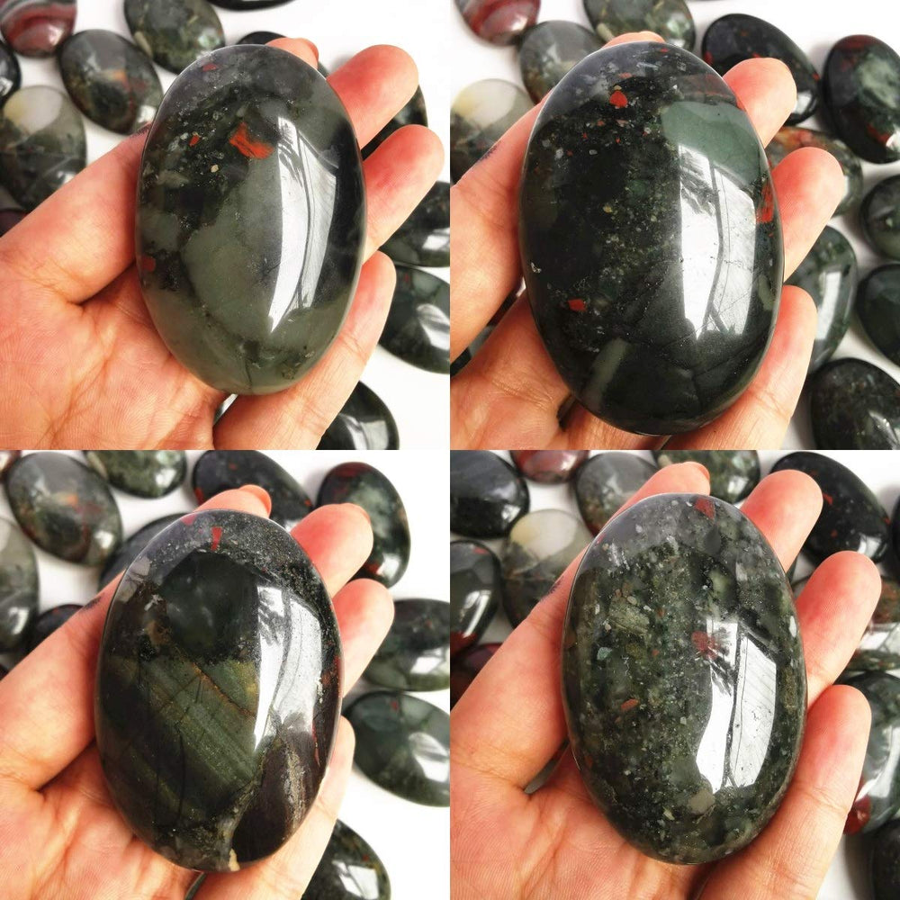 Loveliome bloodstone oval worry stone during meditation session for concentration
