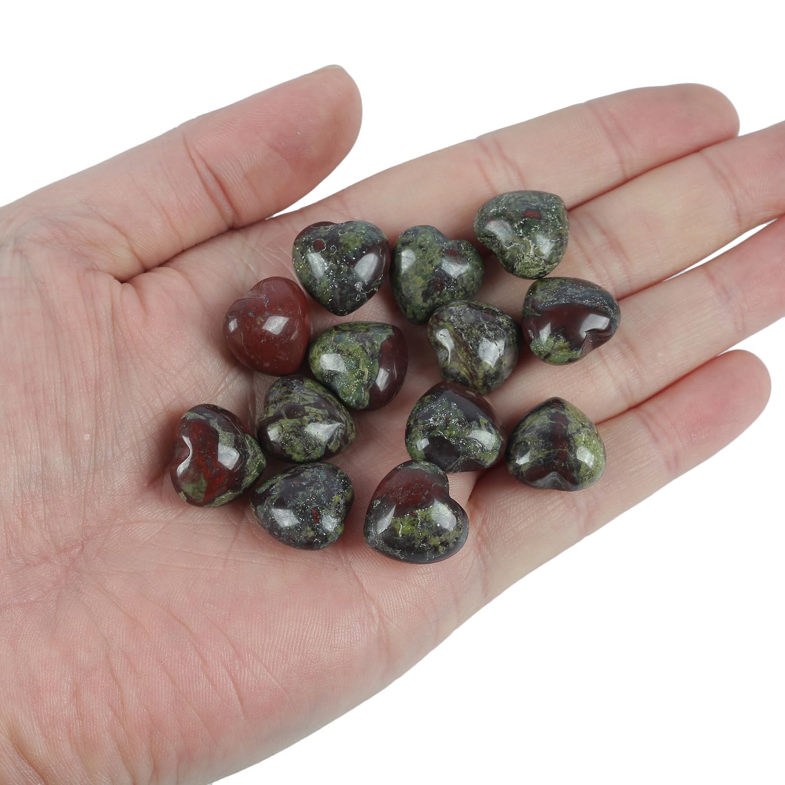 Loveliome dragon bloodstone heart palm stone 2 for anxiety relief and focus.