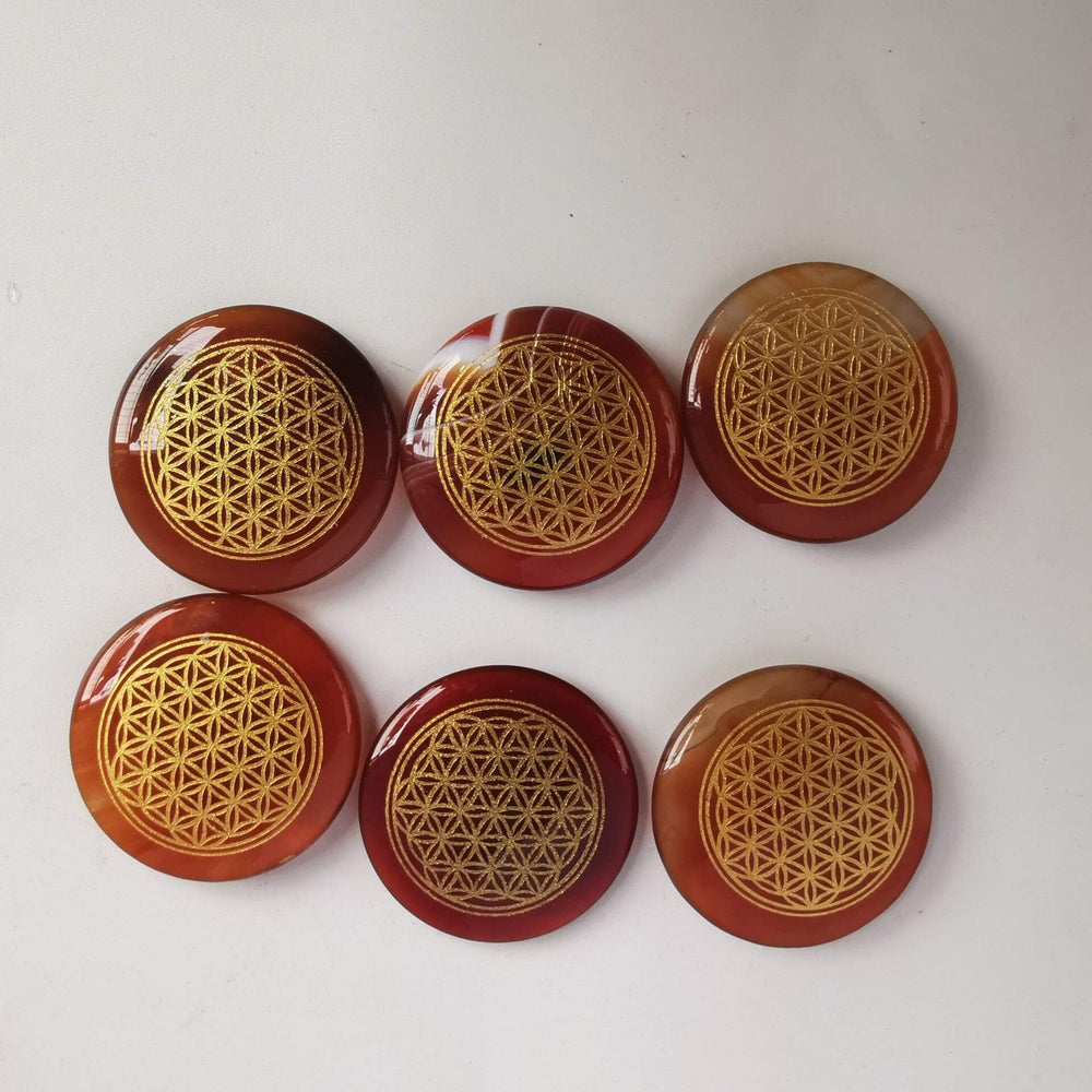 Loveliome Flower of Life Carnelian palm stone fuels motivation and warmth