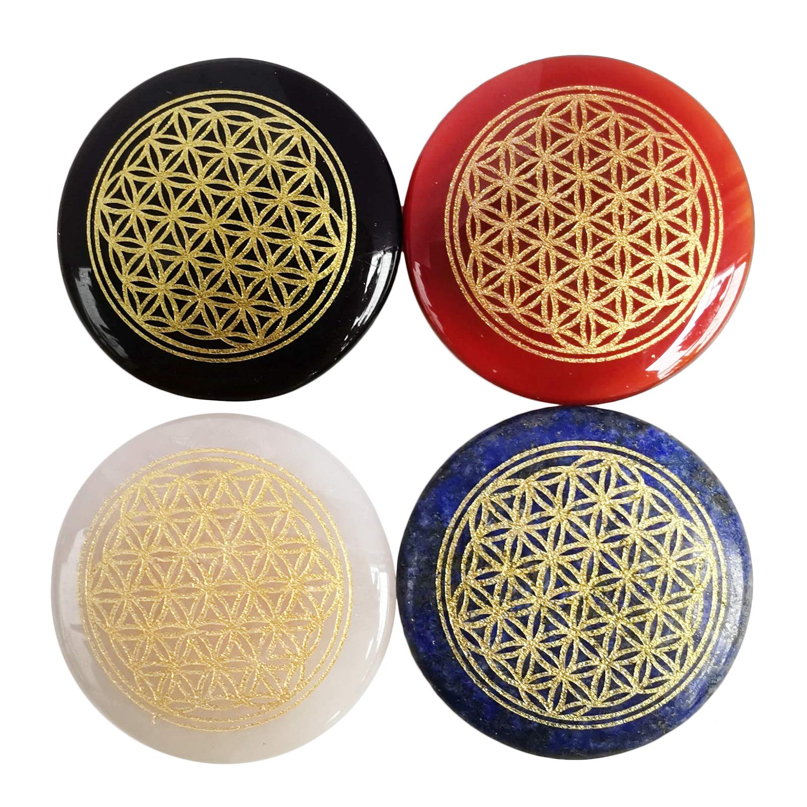 Loveliome Flower of Life Rock Quartz palm stone enhances clarity and calm