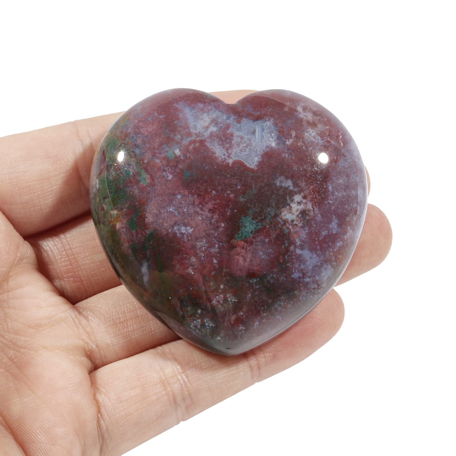 Loveliome hand-polished Indian agate heart with smooth surface for pocket serenity