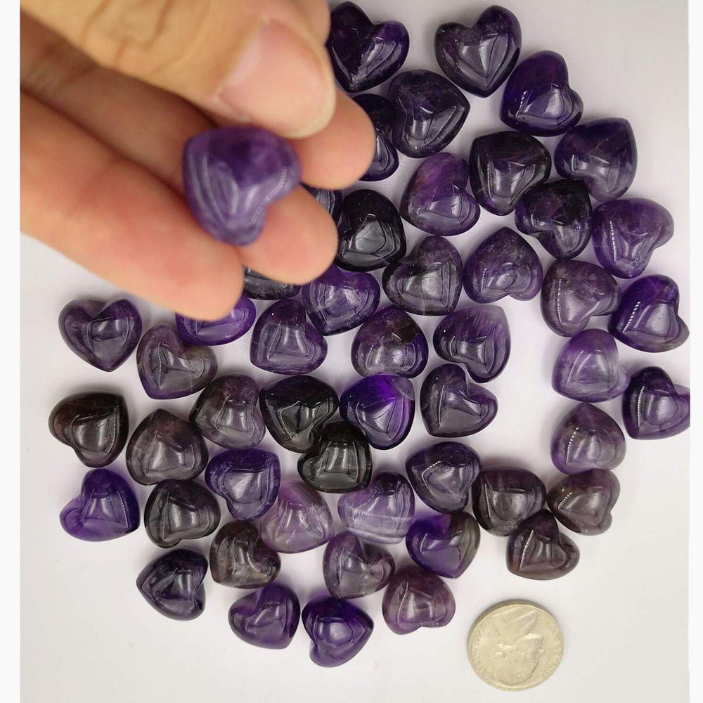 Loveliome 7-piece amethyst heart set for chakra-inspired relaxation and collection.