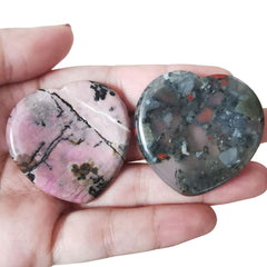 Loveliome heart-shaped worry stones pair, close-up of smooth concave surfaces for calming focus