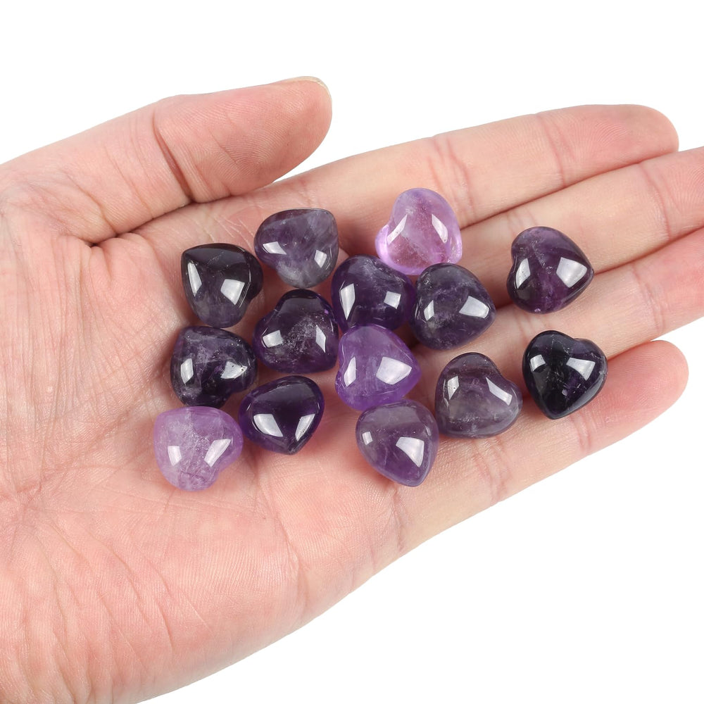 Loveliome mini amethyst heart palm stone ideal for pocket relaxation on the go.