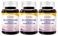 Lovita Glutathione Complex bottle front with clean vegan packaging for beauty and wellness.