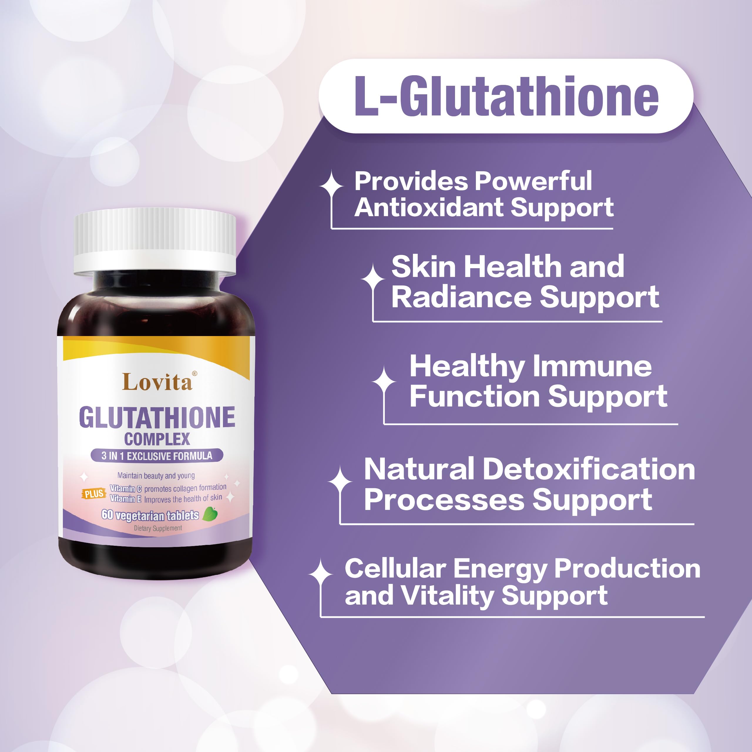 Three-pack Lovita Glutathione Complex display for convenient ongoing supply.