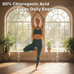 Label details show 50% chlorogenic acid standardization and 4:1 extract