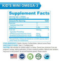 Lovita omega-3 bottle emphasizes lemon flavor for kid-friendly taste.