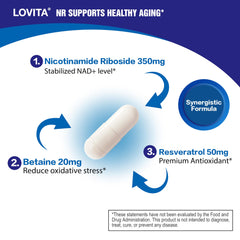 Close-up of LOVITA NR enteric-coated capsules.