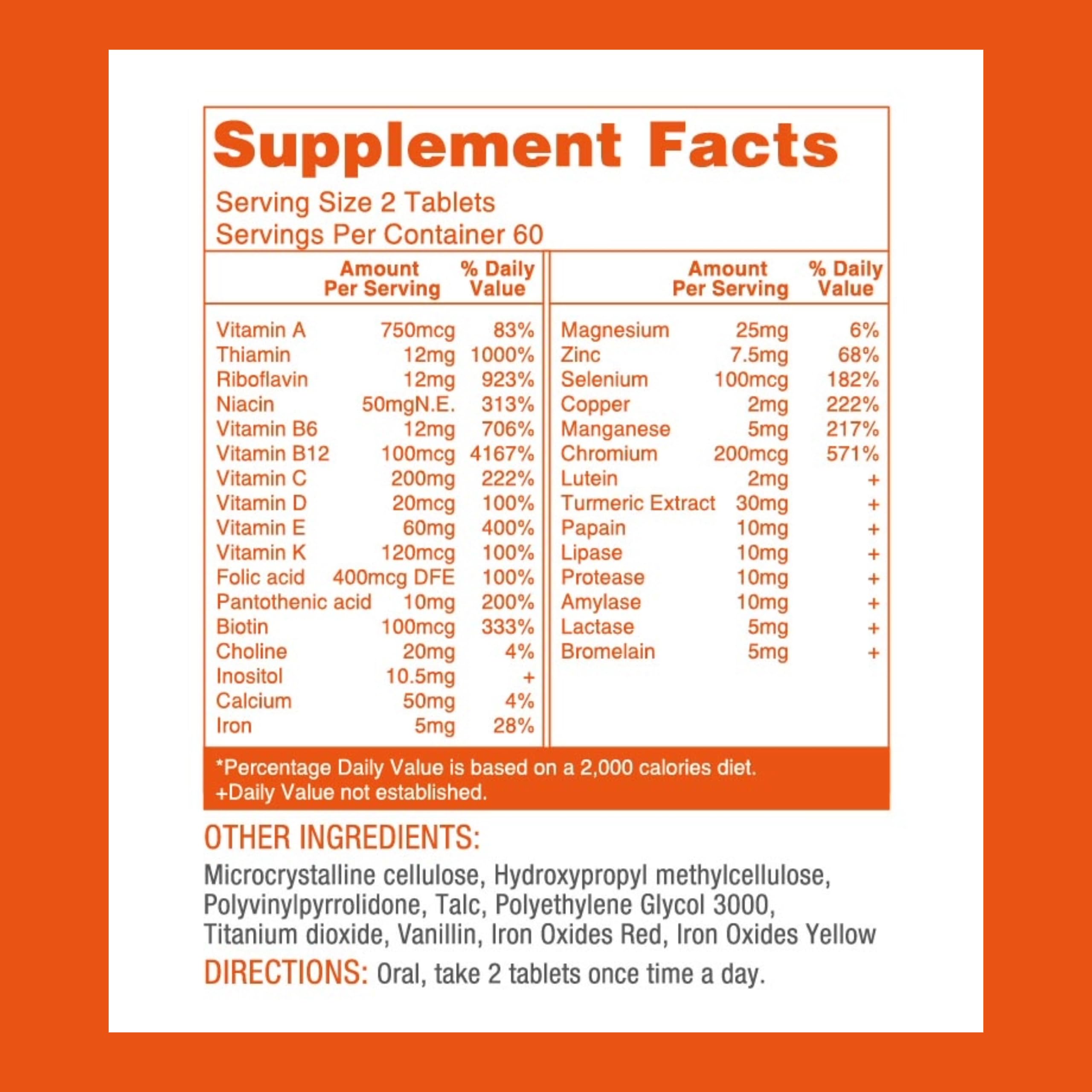 LOVITA Premium Multivitamin tablets close-up showing easy daily dosage.