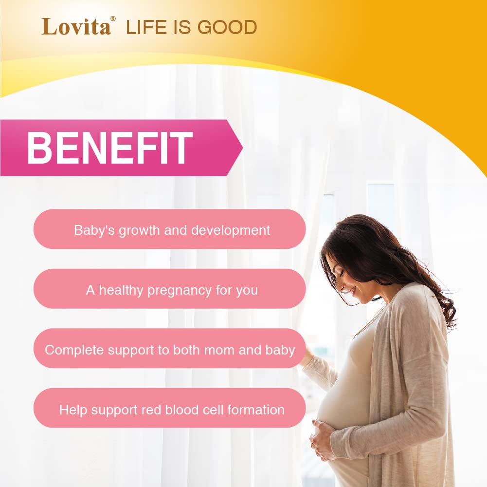 Lovita Prenatal bottle open emphasizing easy daily dosing for busy mornings