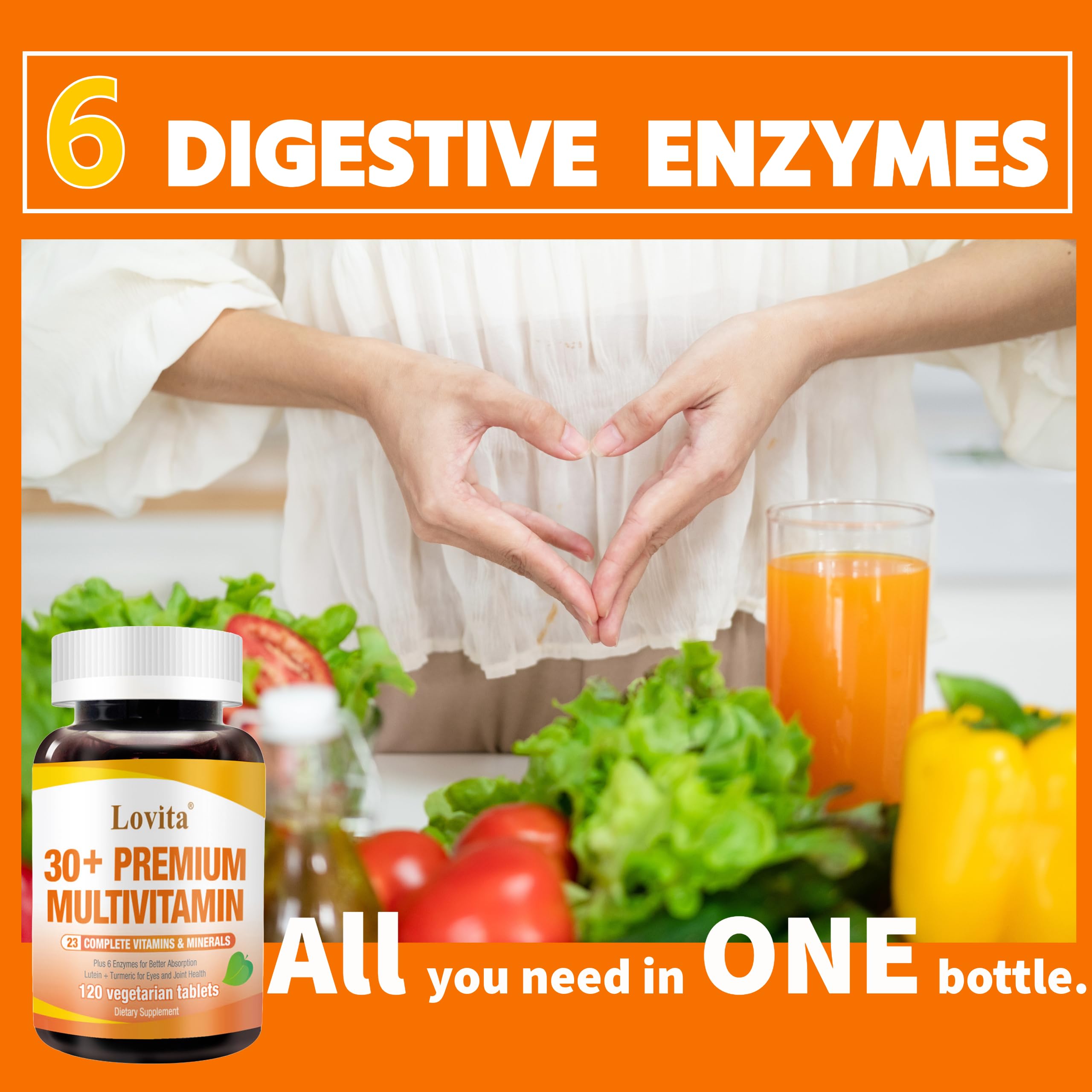LOVITA turmeric and lutein blend on bottle supports vision and mobility.
