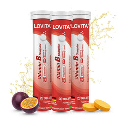 LOVITA Vitamin B Complex tablets in a 3-pack for convenient daily use and energy support