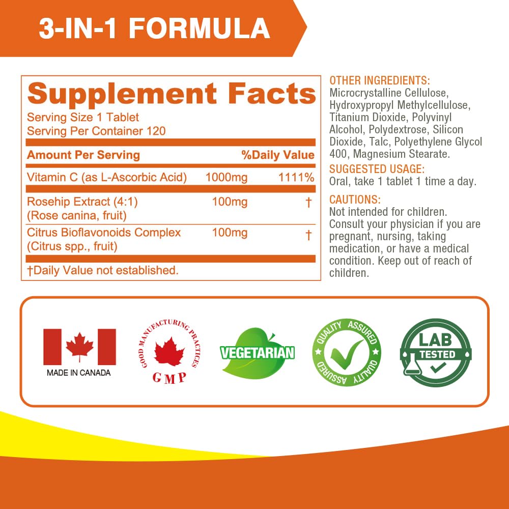 Lovita Vitamin C 1000mg tablets close-up highlighting timed-release coating for sustained absorption.