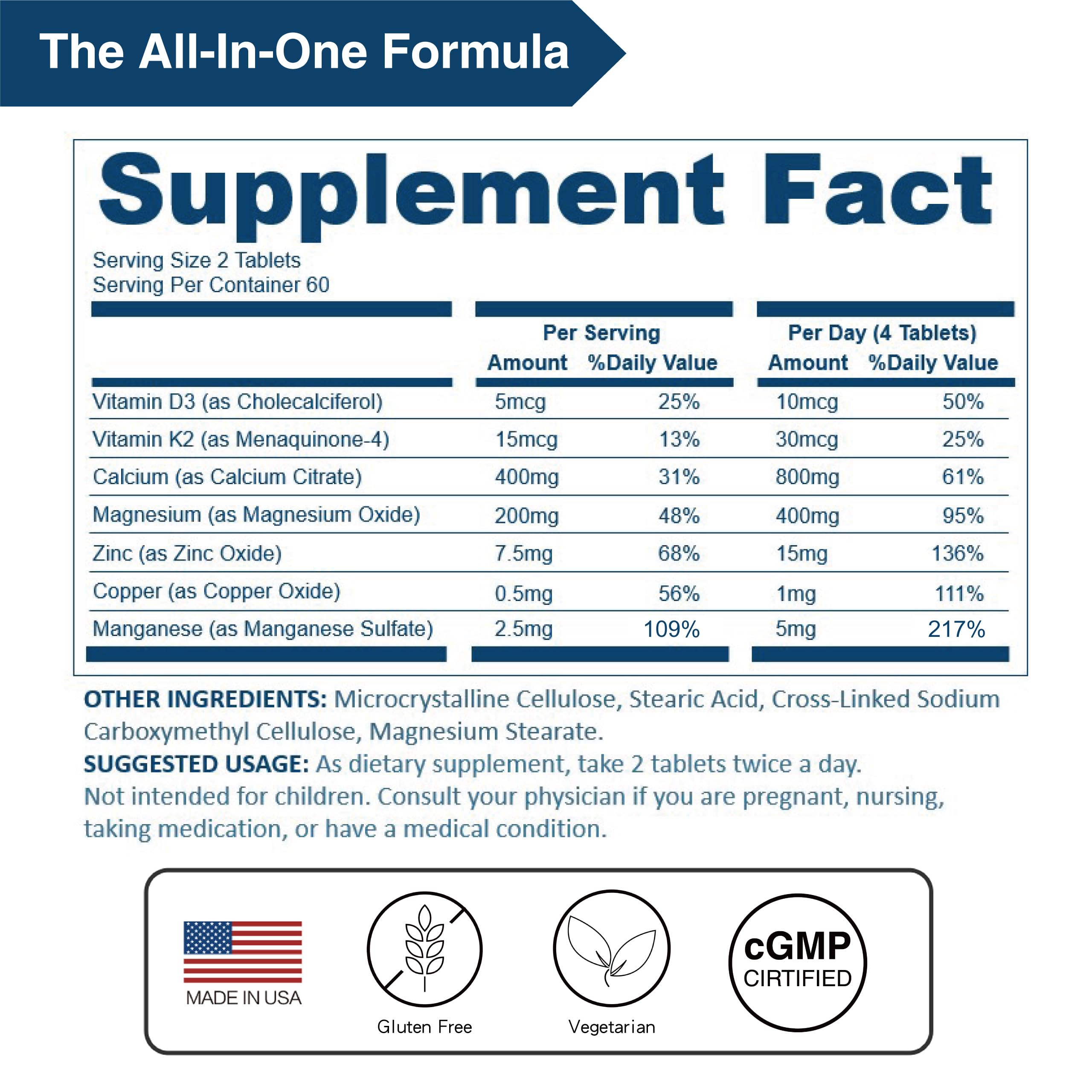 LOVITA vitamin D3 & K2 capsules illustrate synergy for calcium utilization and bone density.