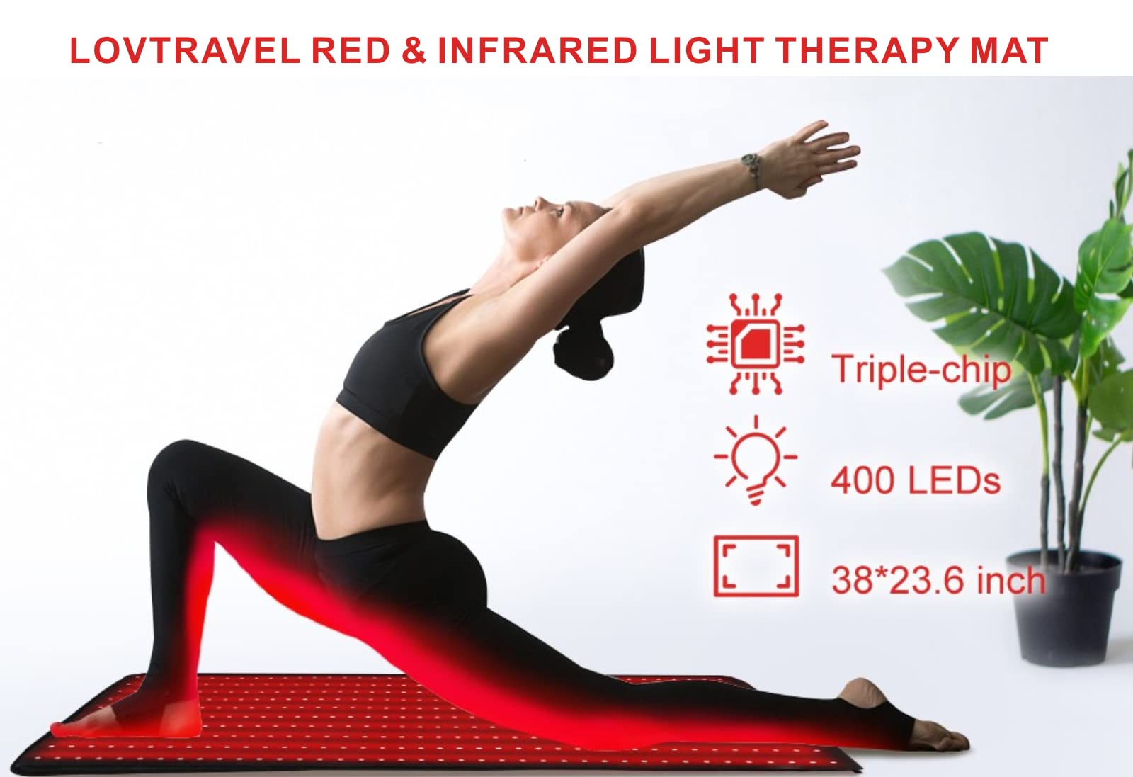 LOVTRAVEL large 38 by 23.6 inches treatment area ideal for back coverage.