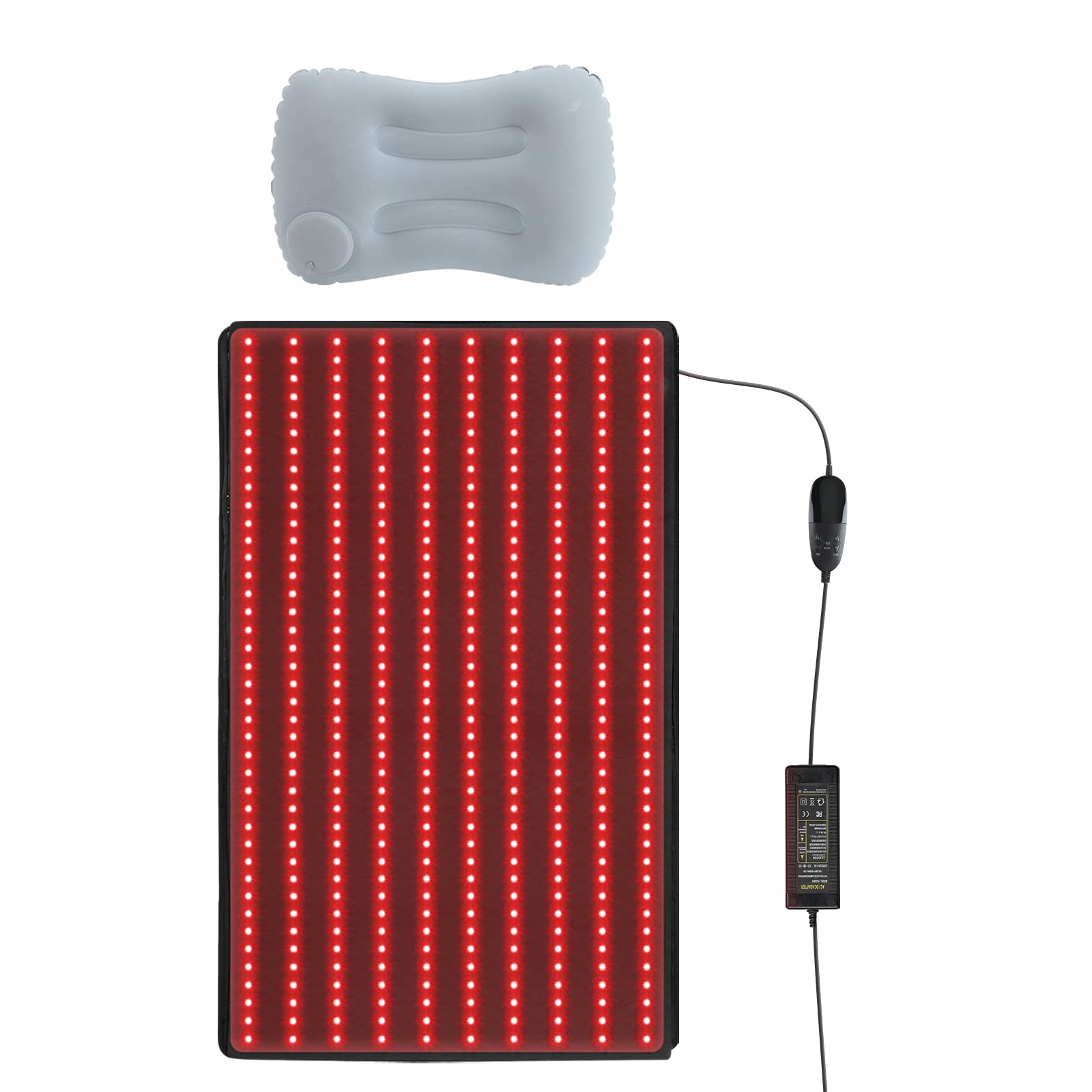 LOVTRAVEL user lying on mat, relaxed during a light therapy session.