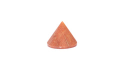 L Pedra Crystal Peach Aventurine conical pyramid, front view, supports meditation focus and calming energy.