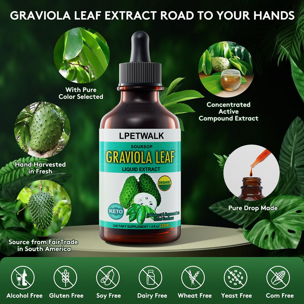 LPETWALK Graviola leaf extract pipette drops ready to mix.