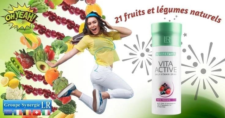 LR Lifetakt Vita Active Red Fruit Drink cap closeup conveys purity and freshness