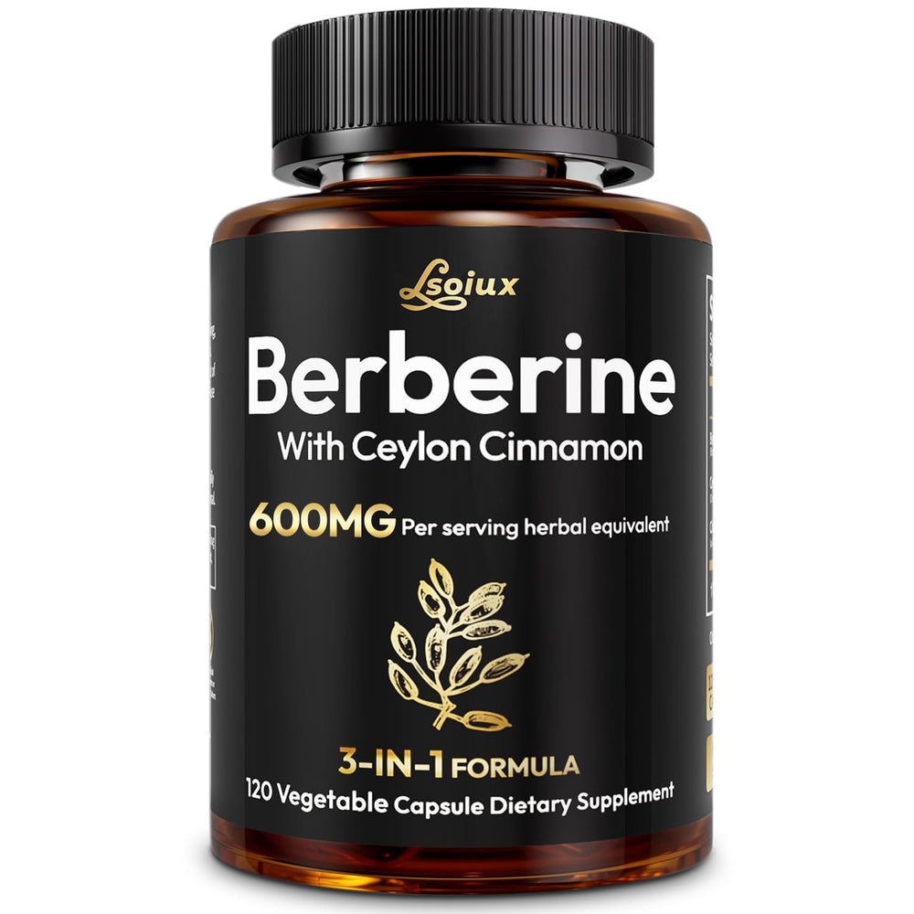 LSOIUX Berberine packaging showing 120 capsules for a 60-day supply.