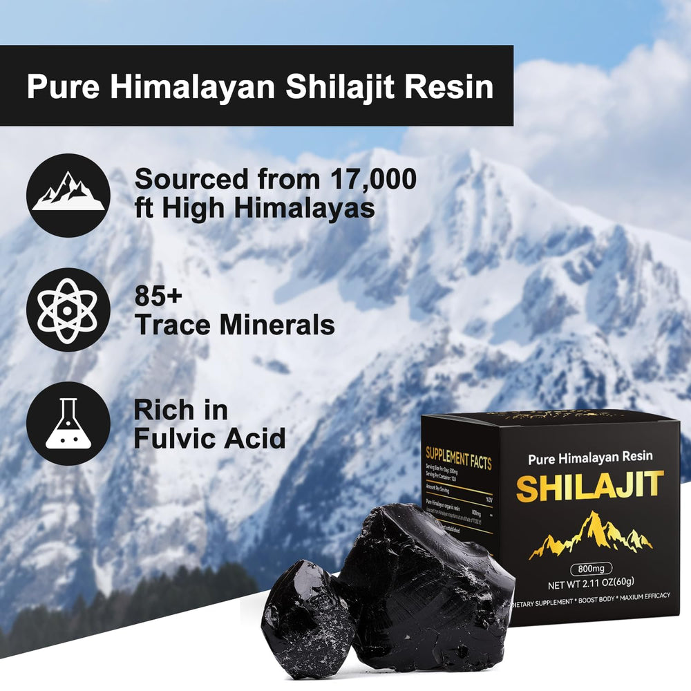 LSOIUX pure shilajit resin close-up highlighting rich color and potent mineral content.