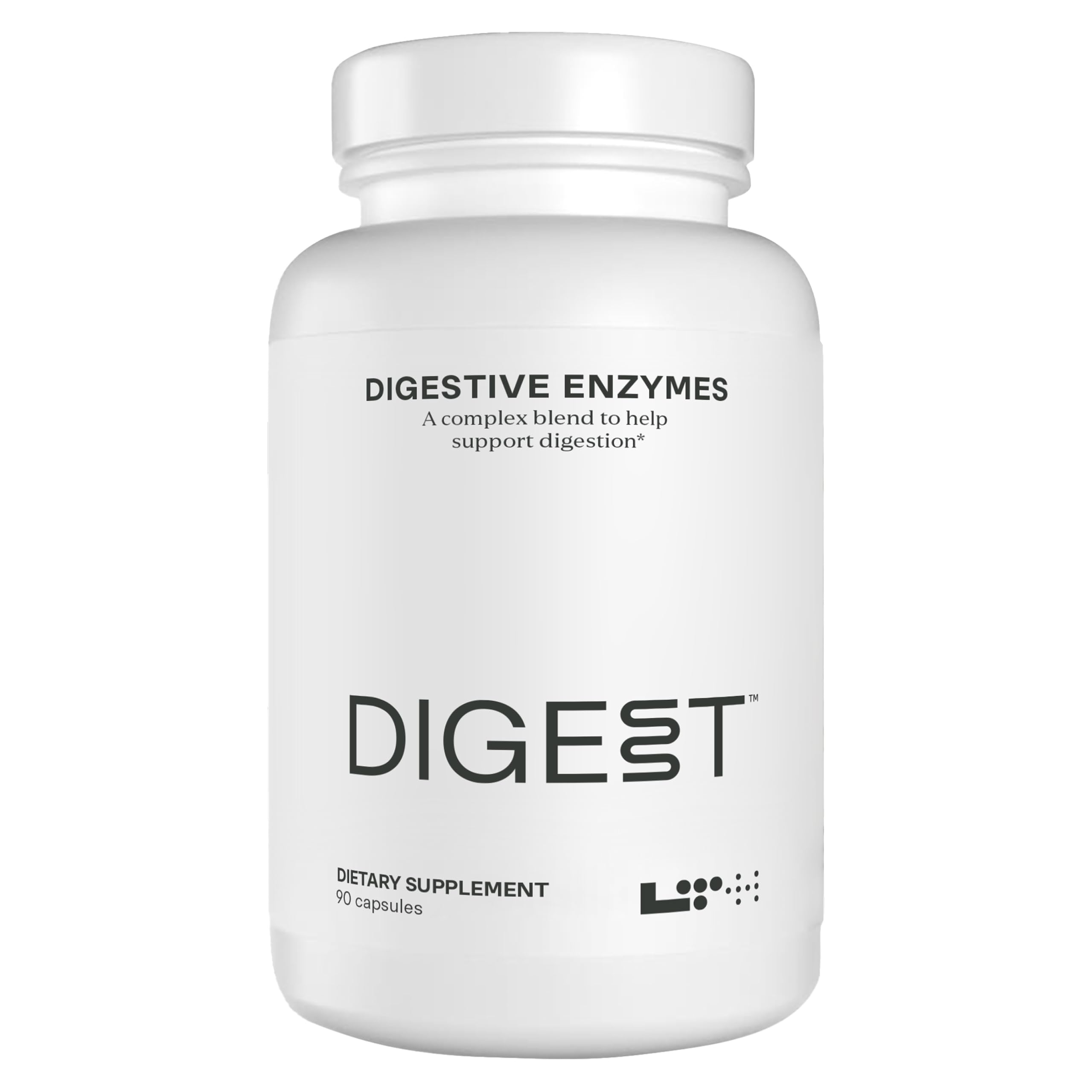 LTH Digestive Enzyme Complex bottle on desk showing broad-spectrum support for meals