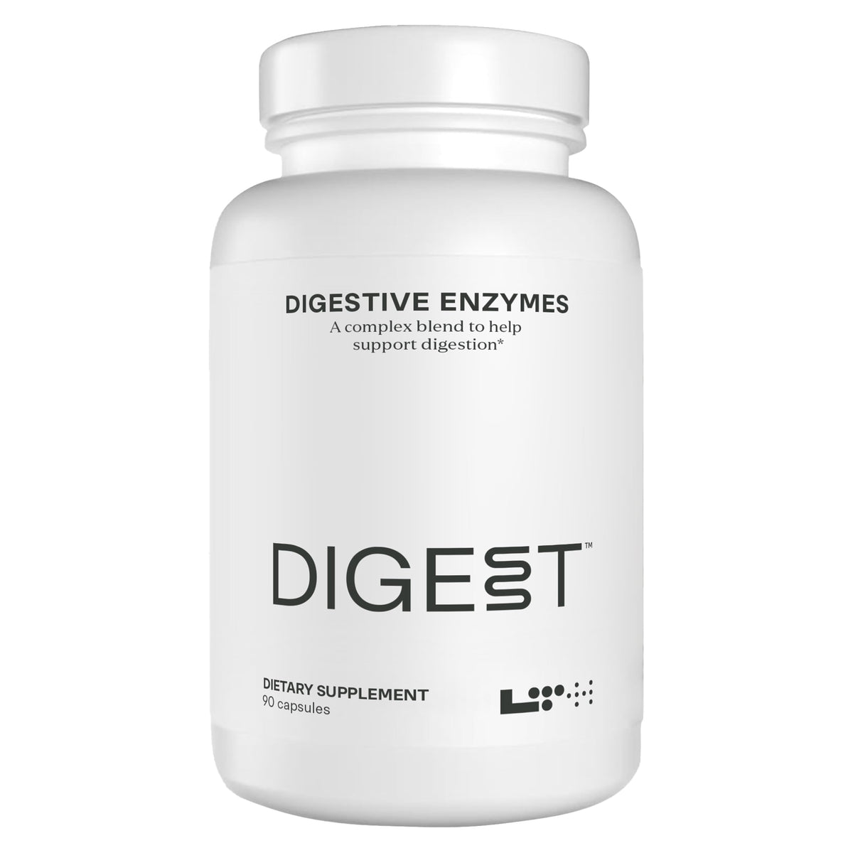 LTH Digestive Enzyme Complex bottle on desk showing broad-spectrum support for meals