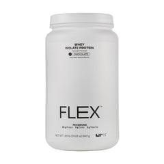LTH Flex Whey Chocolate bottle label highlighting NSF certification and post-workout use.