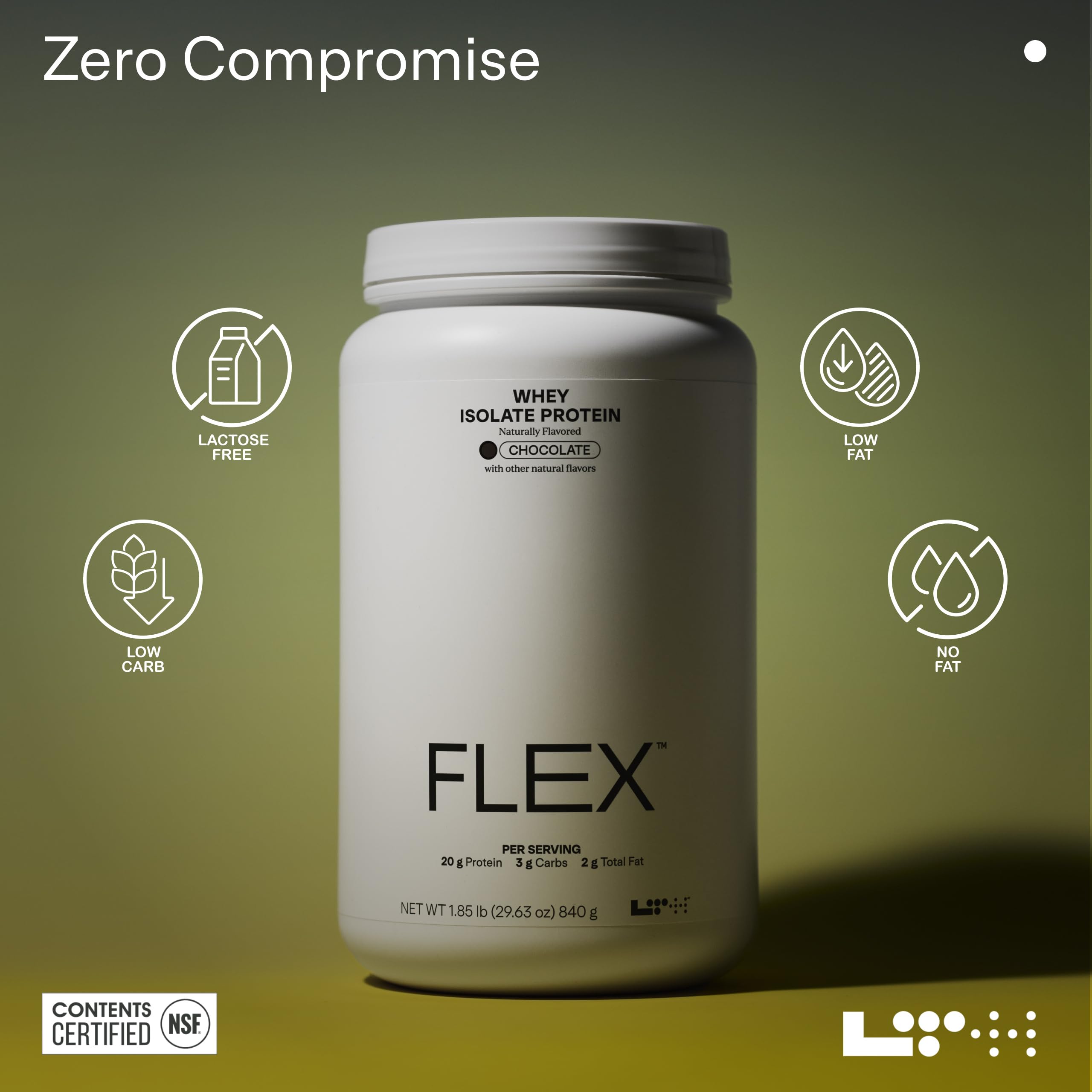 LTH Flex Whey NSF-badge highlights third-party testing and trusted quality.