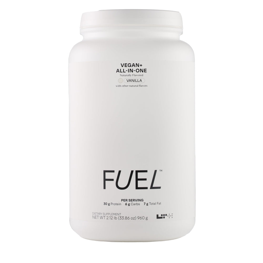 LTH Fuel Vegan All-in-One vanilla tub, protein-packed meal replacement.