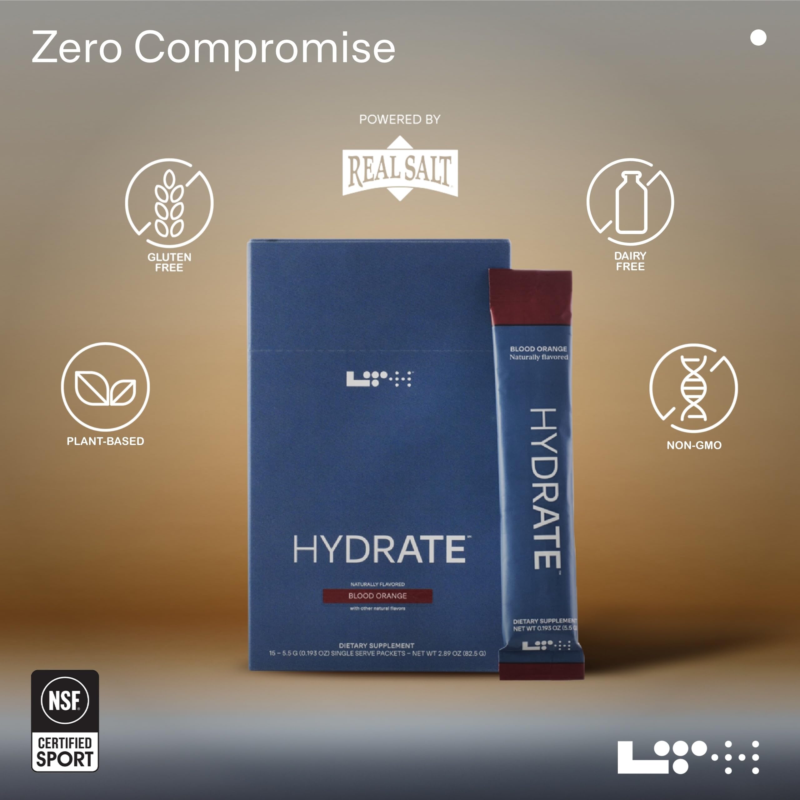 LTH Hydrate allergen free label emphasizing gluten and dairy free