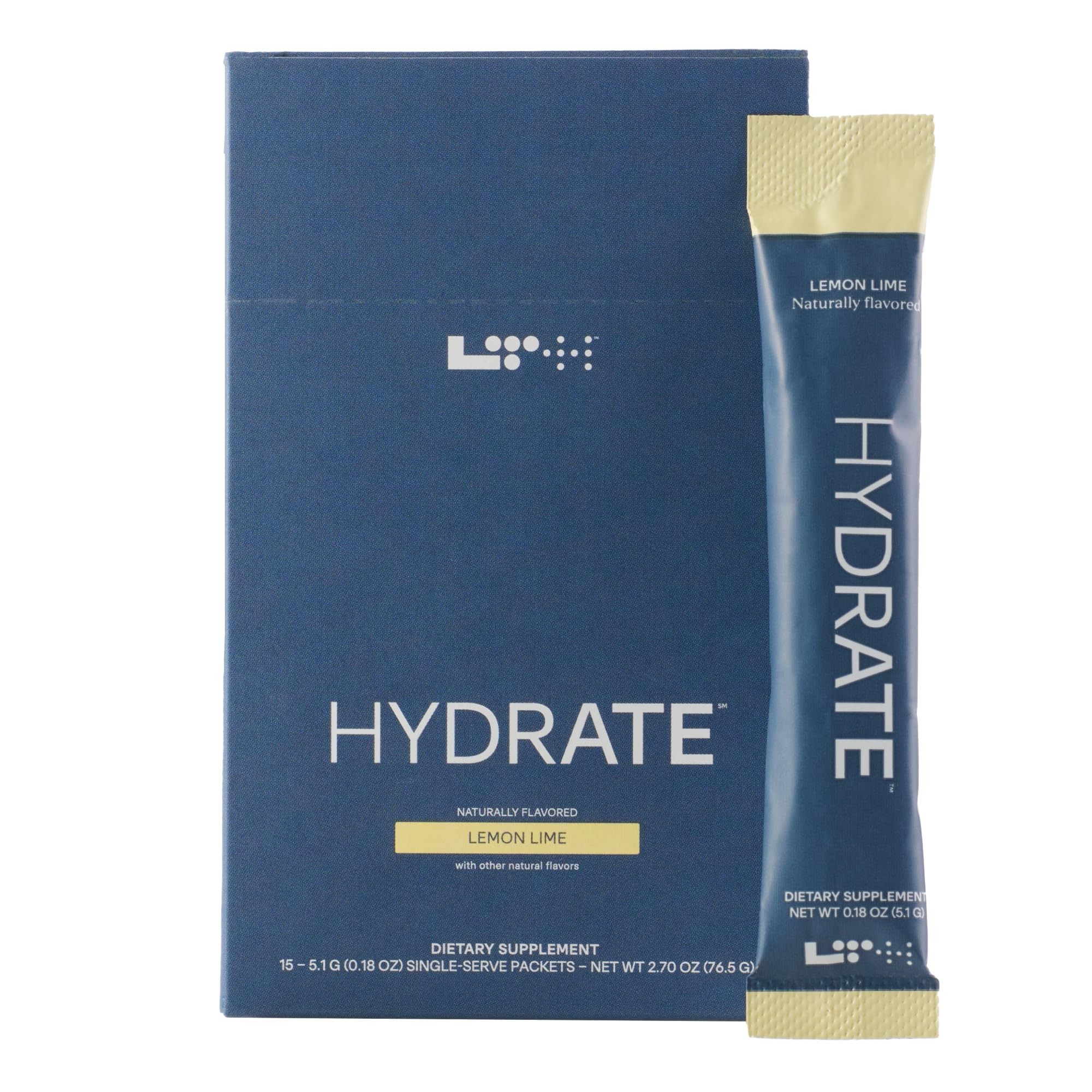 LTH Hydrate lemon lime powder packet dissolving in water for refreshing hydration
