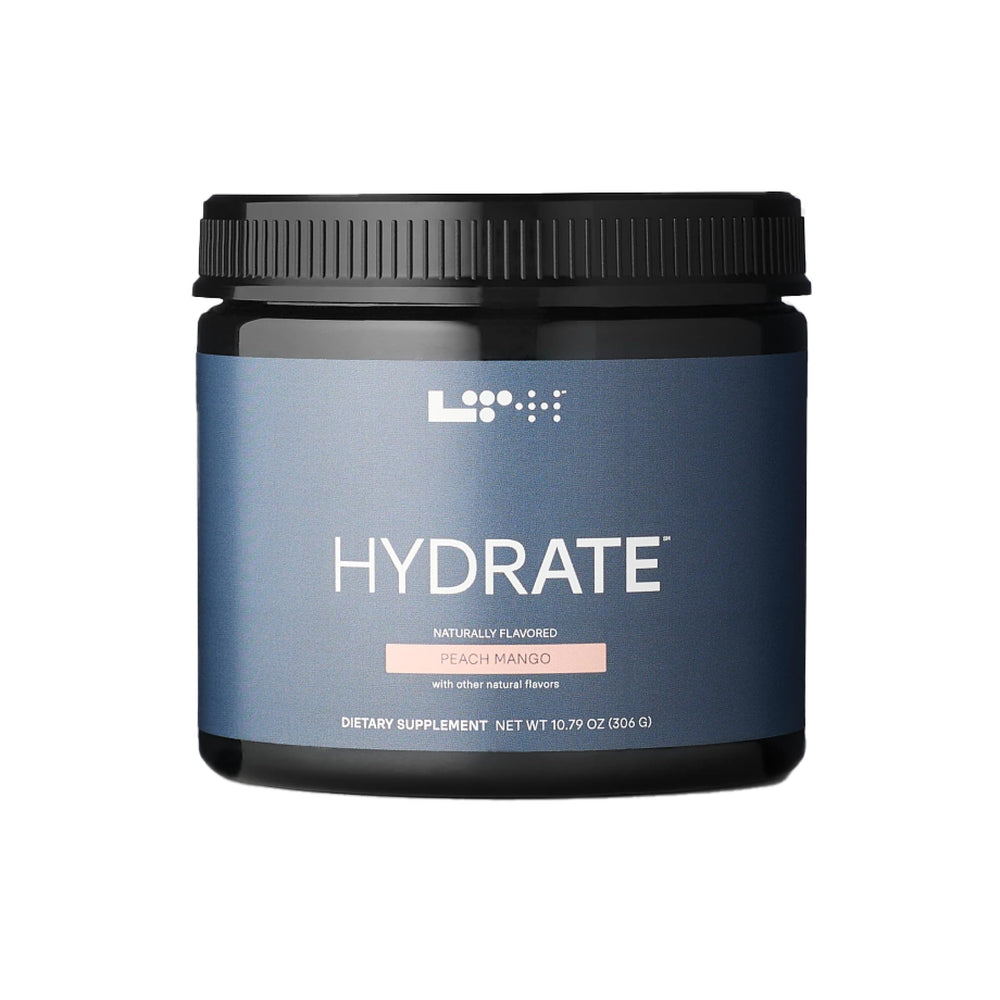 LTH Hydrate peach mango powder tub for refreshing hydration.