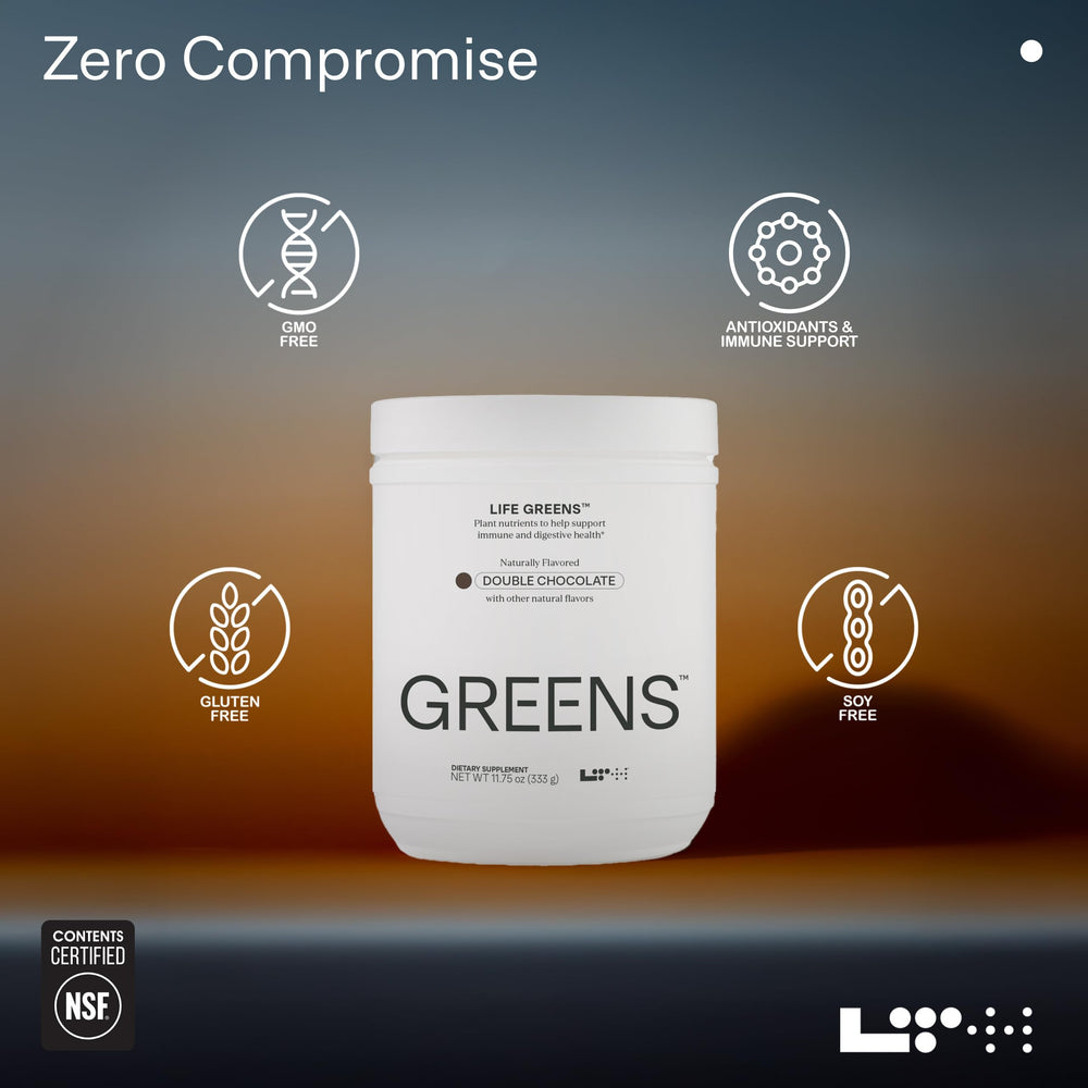 LTH Life Greens chocolate glass mixed with a smooth, cocoa-rich shake.