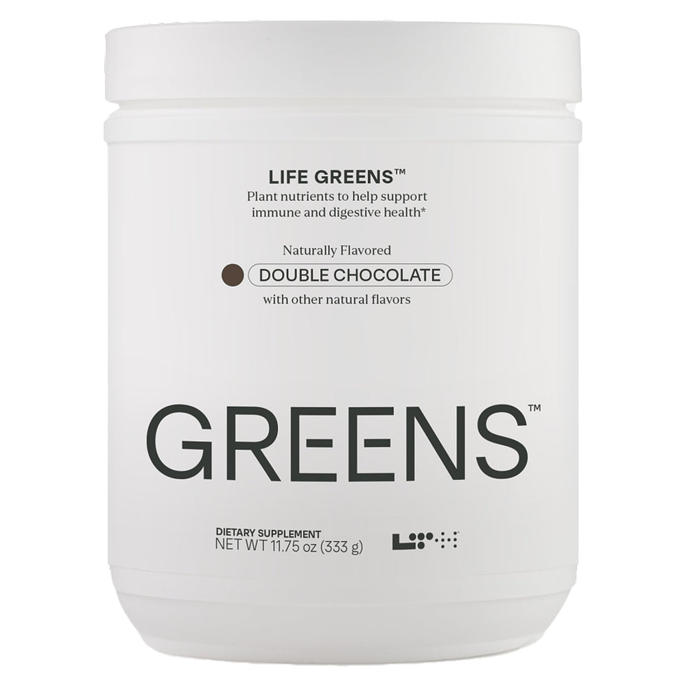 LTH Life Greens chocolate tub showing premium ingredients and packaging benefits.