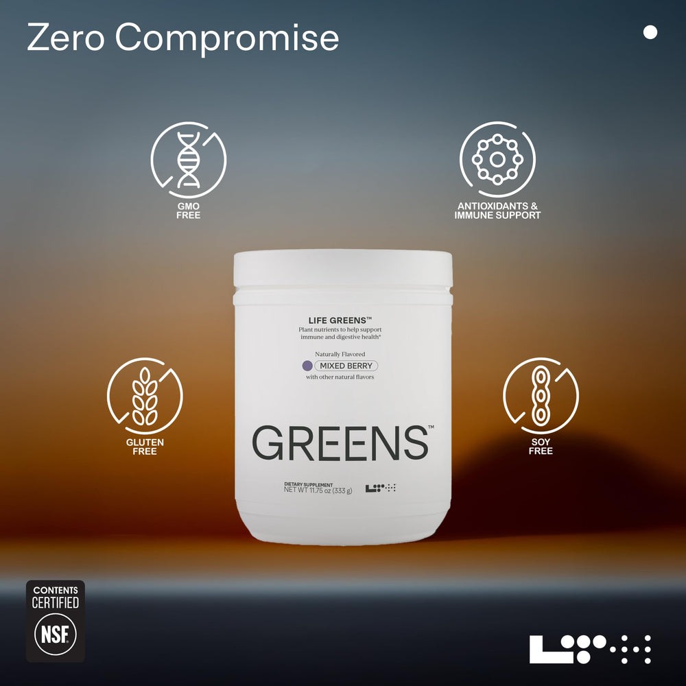 LTH Life Greens fruit and vegetable powder in a bowl showing natural ingredients