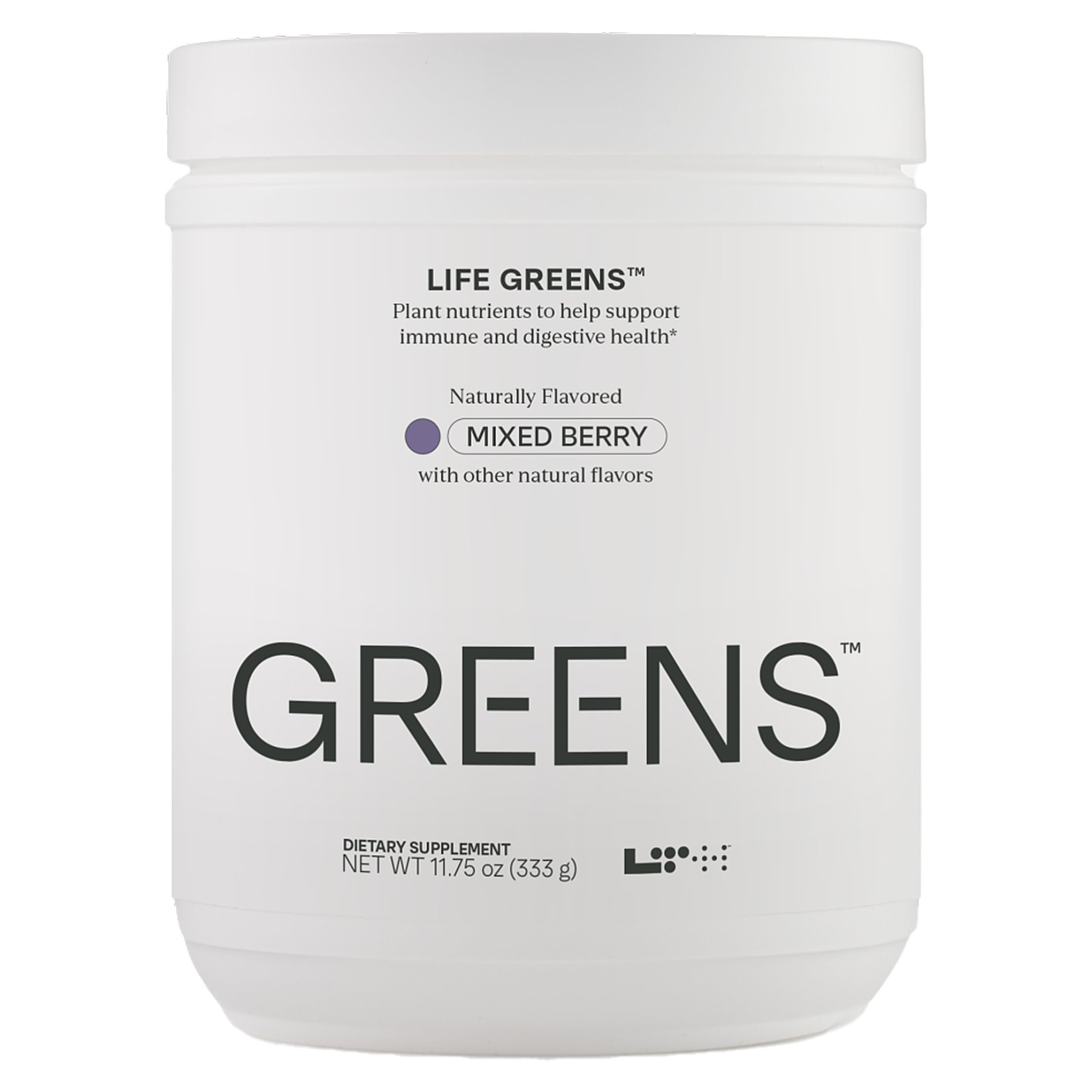 LTH Life Greens mixed berry powder in a jar for daily nutrition