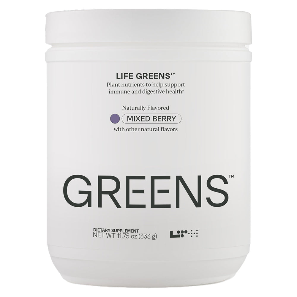 LTH Life Greens mixed berry powder in a jar for daily nutrition