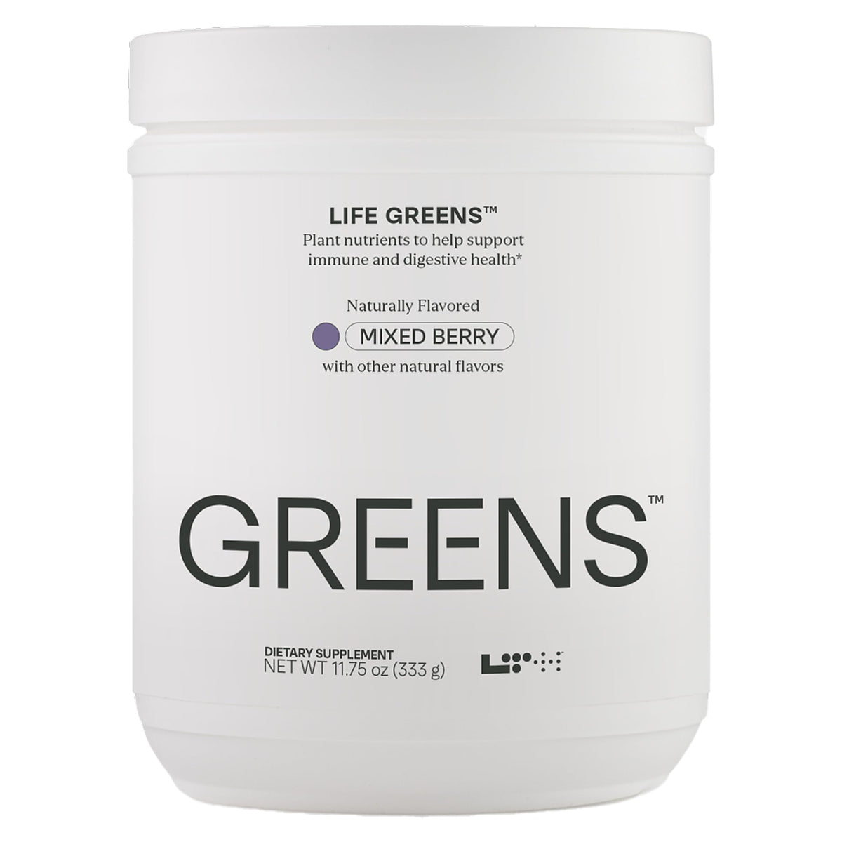LTH Life Greens mixed berry powder in a jar for daily nutrition