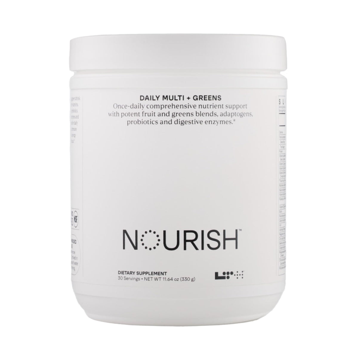LTH Nourish Multi Plus Greens bottle front displays premium greens powder for daily wellness