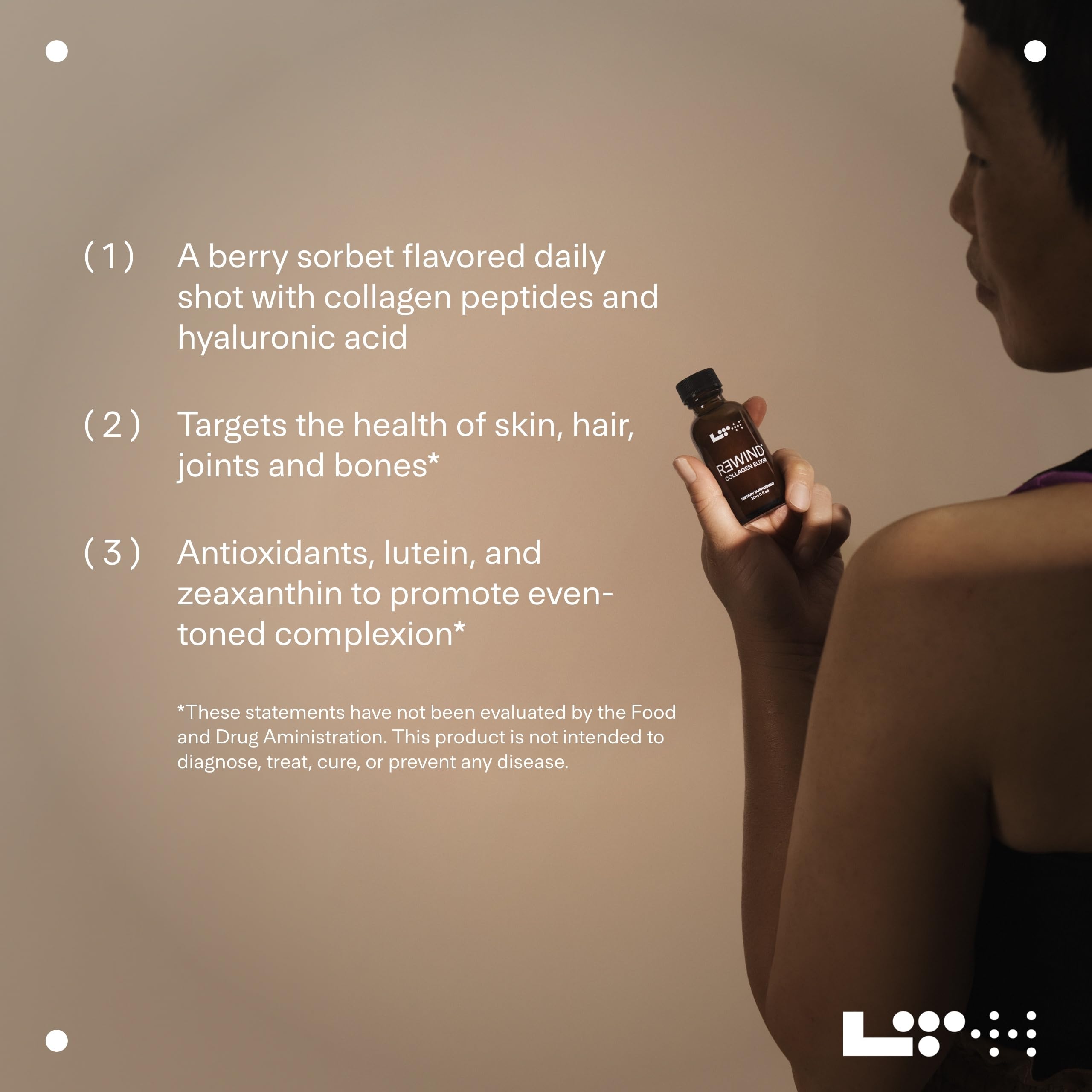 Close-up of berry-sorbet flavor hints at antioxidant blend supporting even tone.