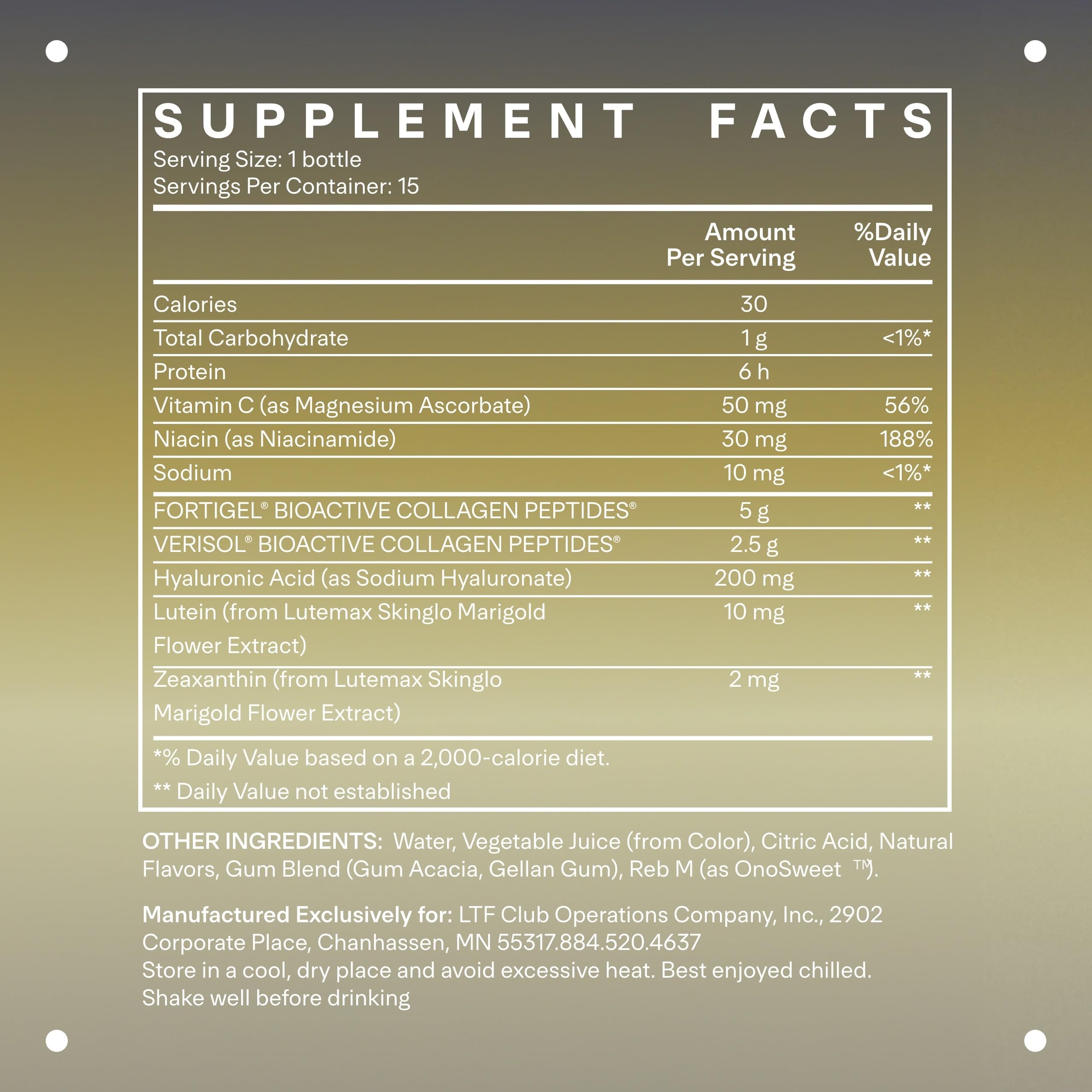 Product label shows collagen peptides and hyaluronic acid for skin and joint comfort.