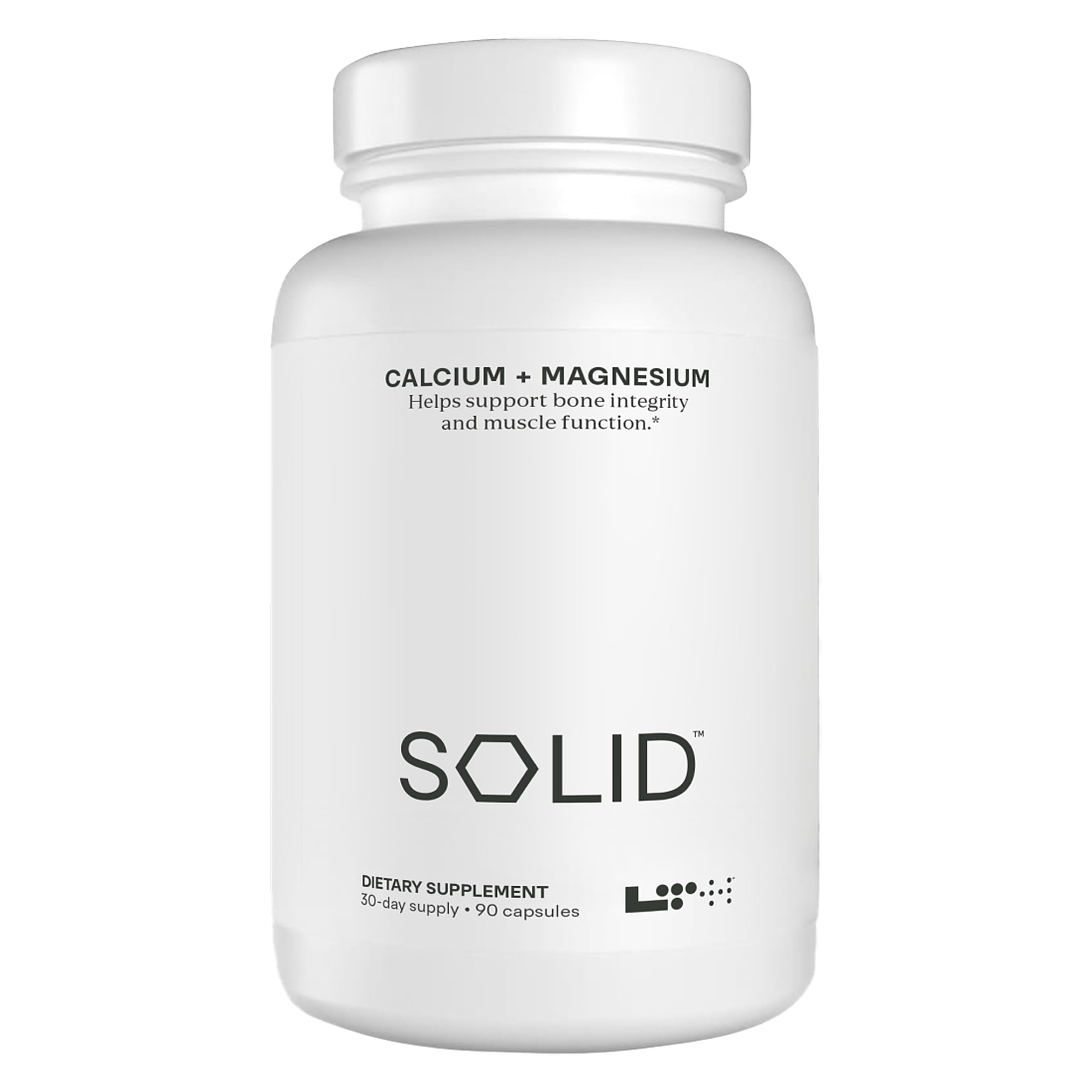LTH Solid Calcium & Magnesium bottle front for daily mineral support.