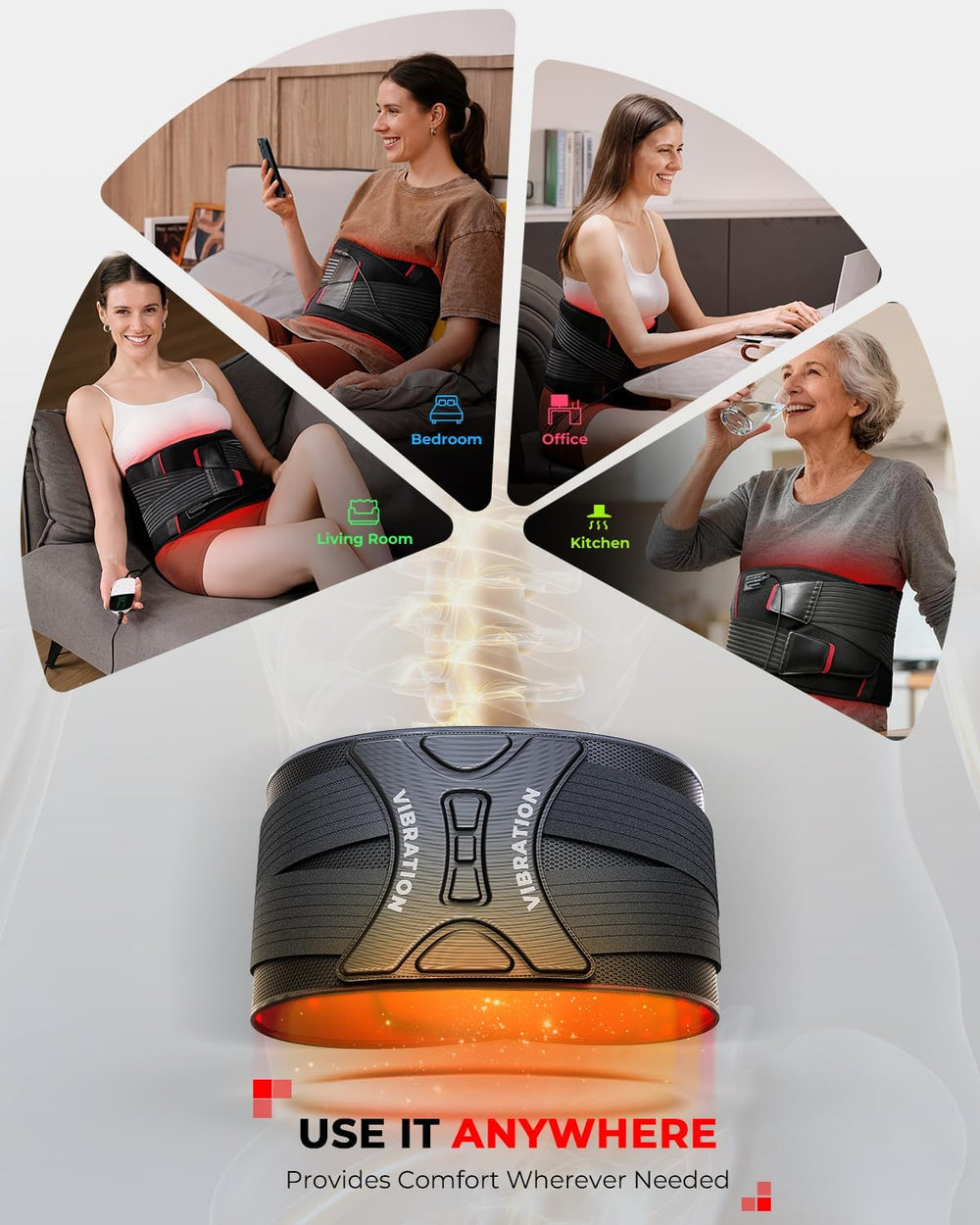 LTW red light belt in office setting suggests use during work breaks.