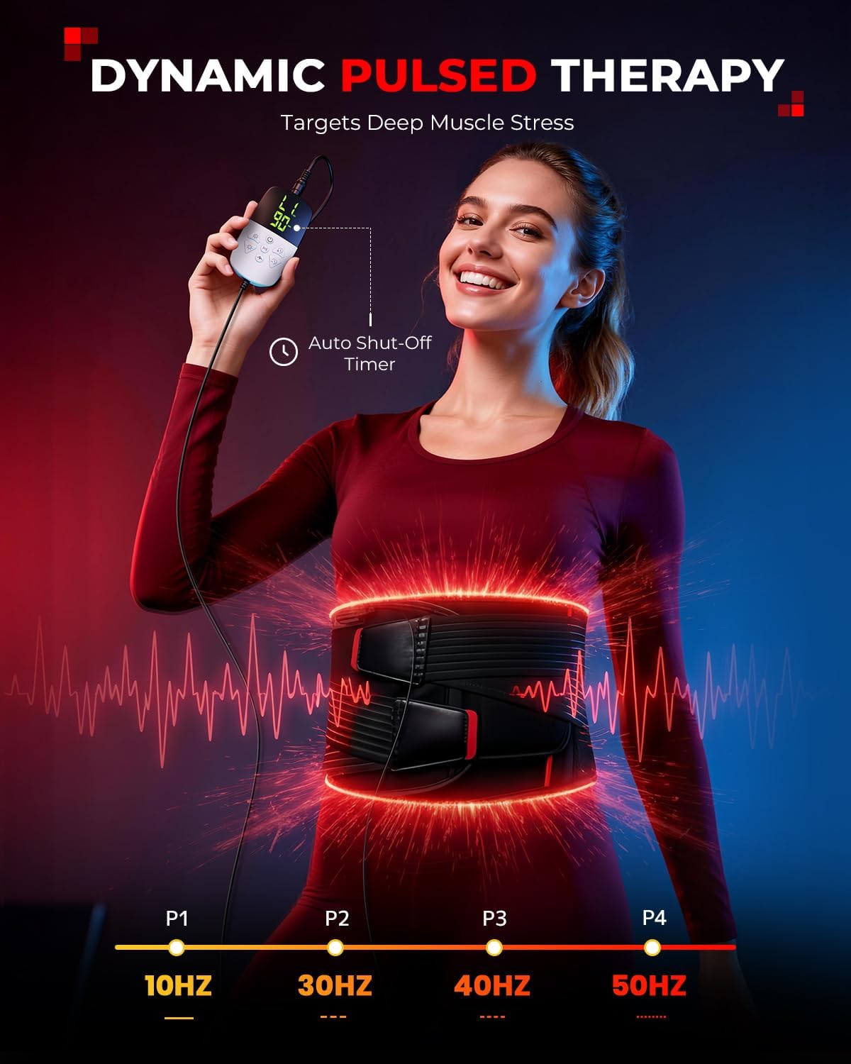 LTW belt vibration module shown with control for customizable massage.
