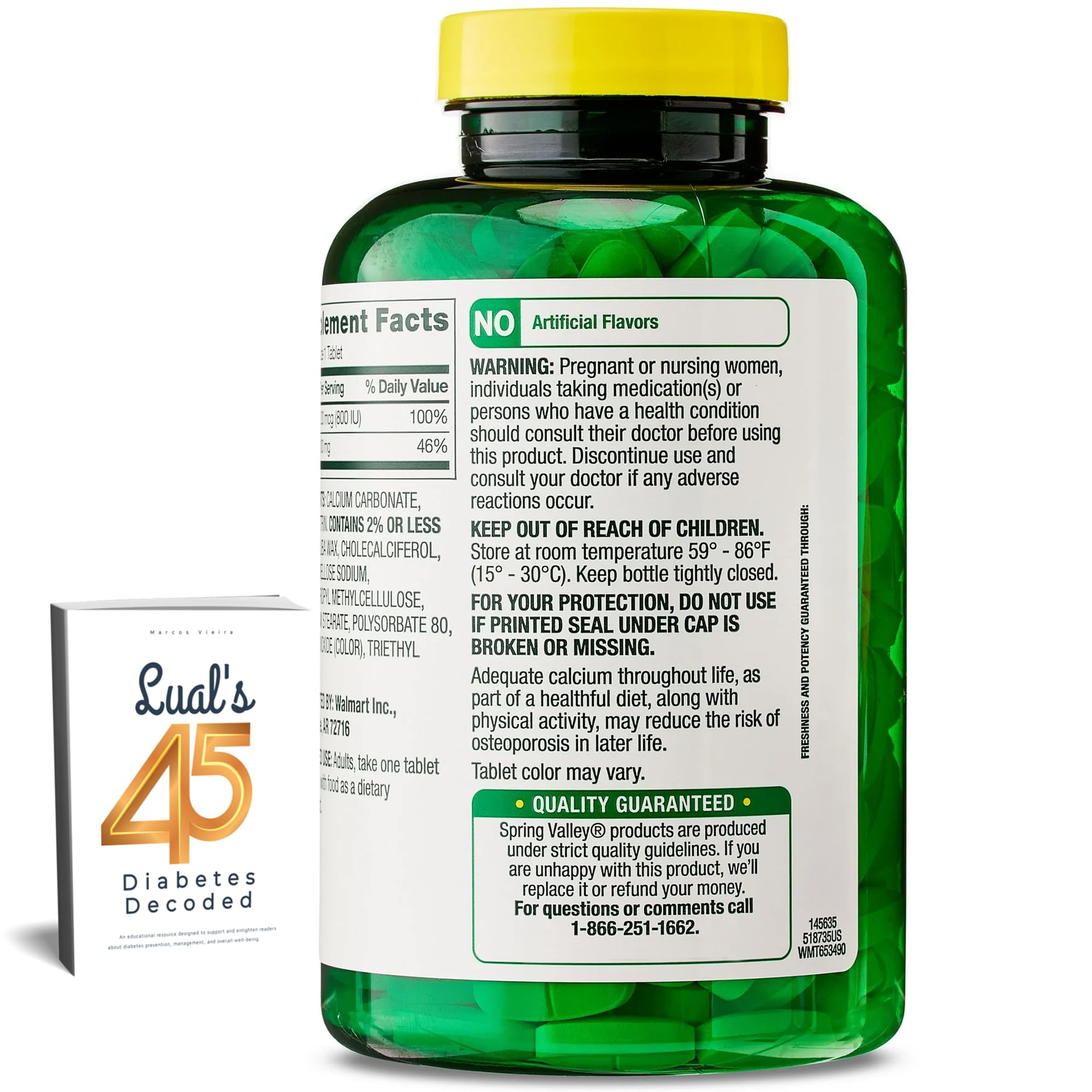 800 IU vitamin D3 per tablet aids daily nutrient intake
