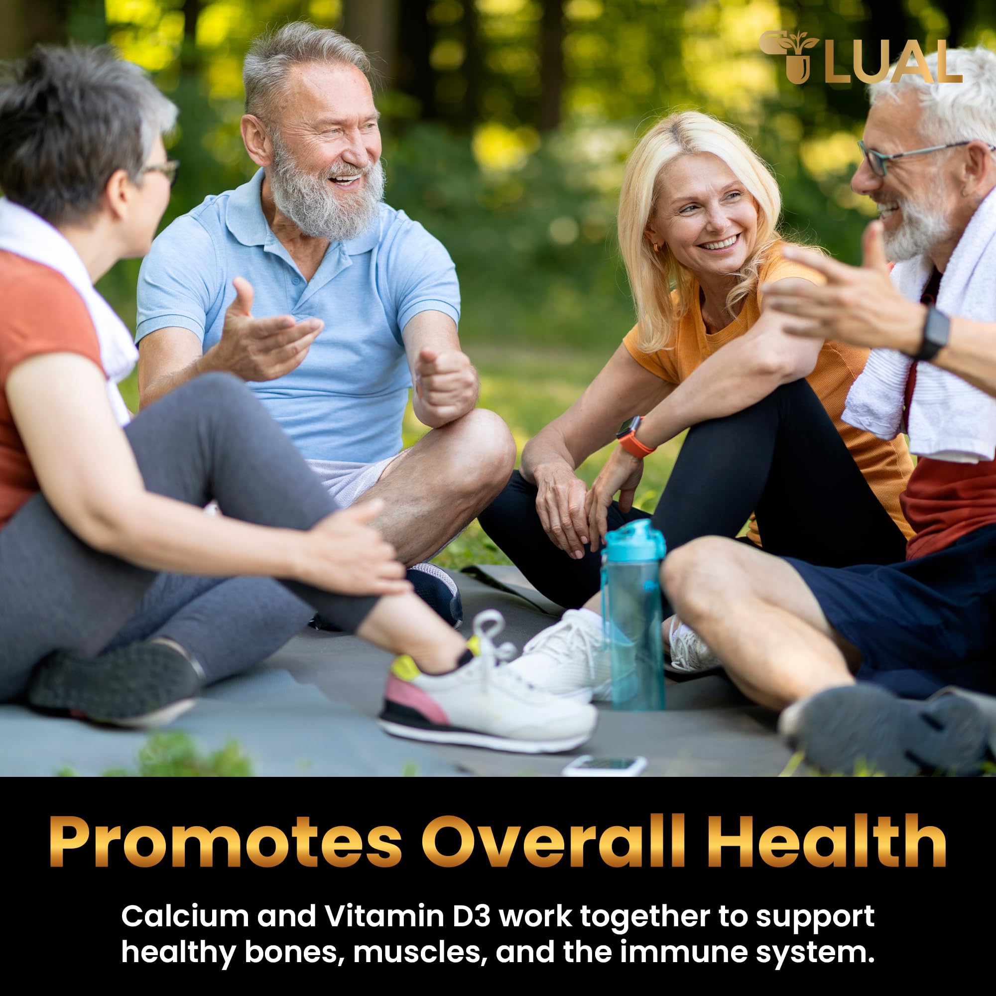 LUAL ingredient panel reveals calcium and vitamin D3 composition.