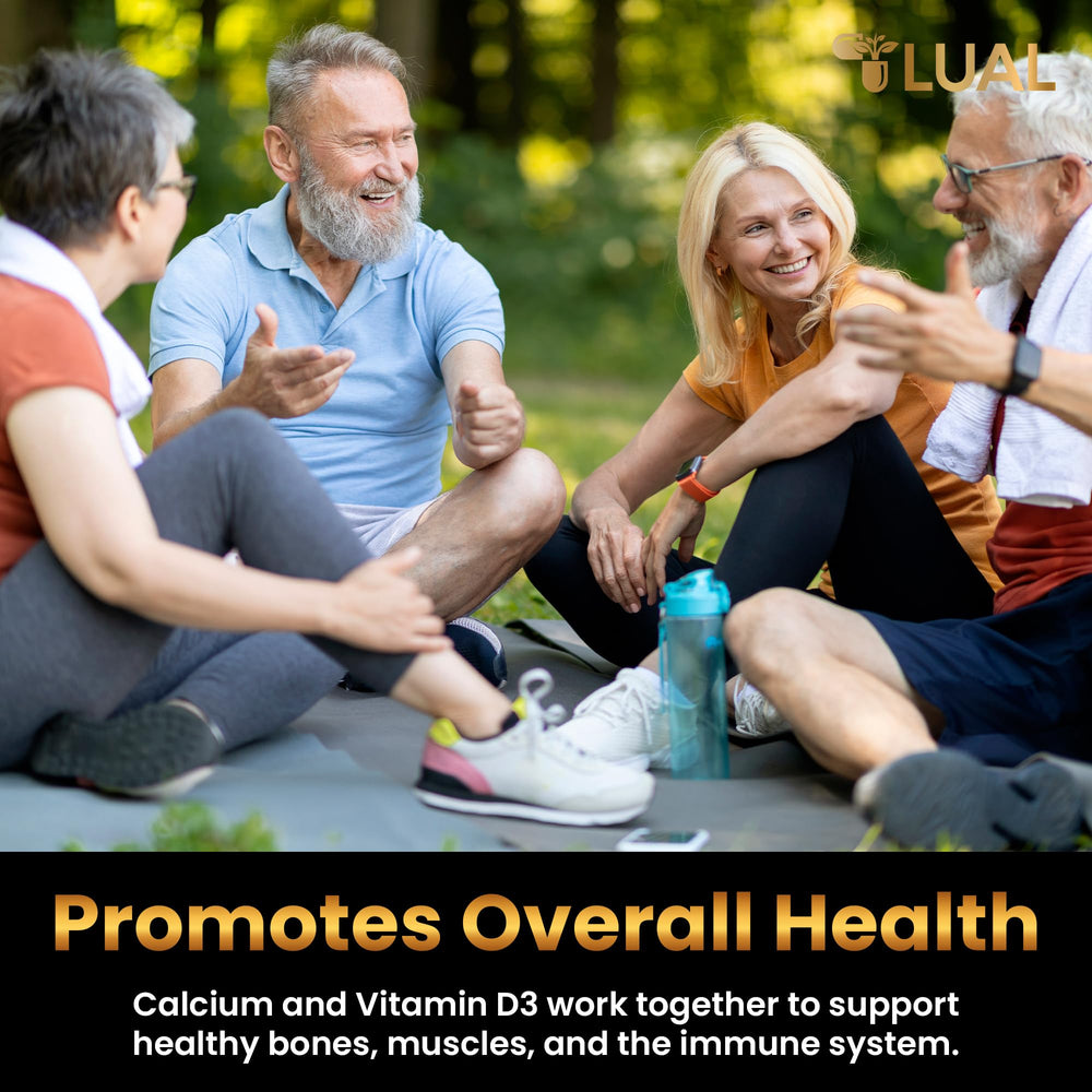 LUAL ingredient panel reveals calcium and vitamin D3 composition.