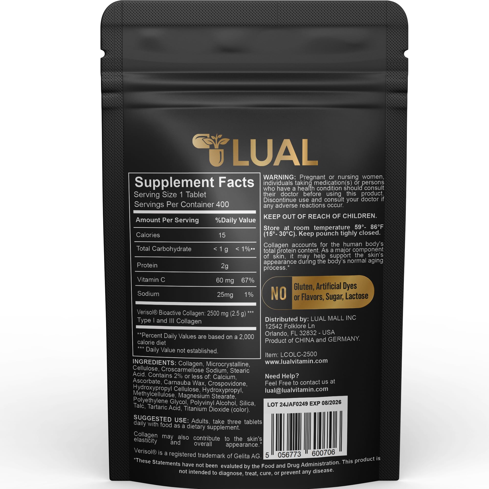 LUAL Collagen Plus Vitamin C tablets arranged for daily routine use